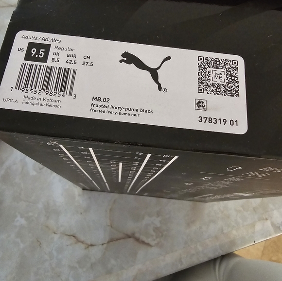 PUMA LAMELO BALL MB02 WHISPERS FROSTED IVORY BLACK SNEAKERS SHOES 9.5 - Picture 7 of 11